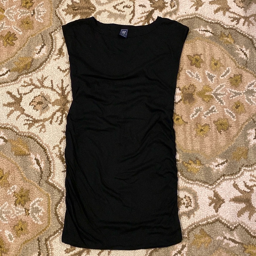 Short black maternity dress.